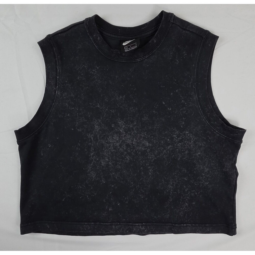 Nike Sportswear Washed Charcoal Grey Cropped Muscle Tank Top Womens Size Large